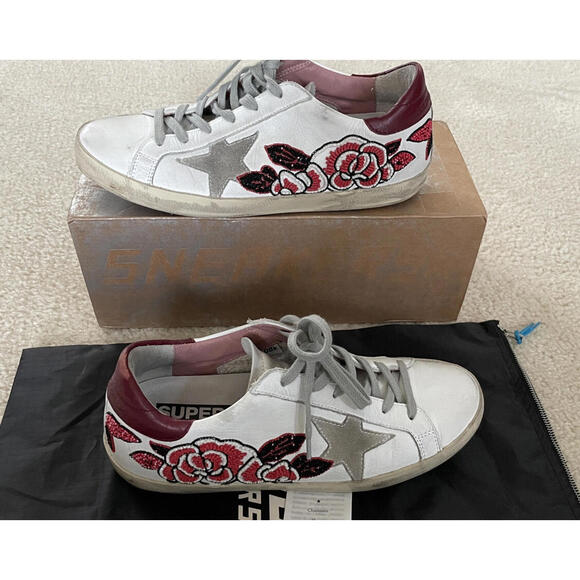 HTF Women’s Golden Goose Super Star Embroidered Embellished Sneakers size 38 - Picture 6 of 12